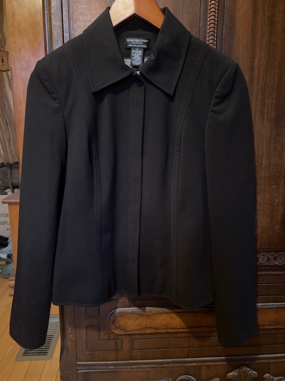 Women's Black Lined Zip-Up Jacket Worthington Works Jacket Size 4